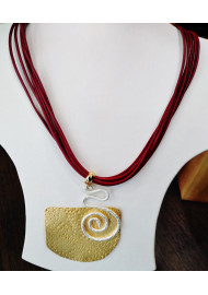 Necklace with 24ct gold plating leather